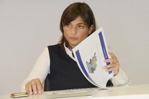 Debora Serracchiani (Presidente Regione Friuli Venezia Giulia) alla conferenza stampa per i lavori di messa in sicurezza del Tagliamento - Udine 11/09/2017